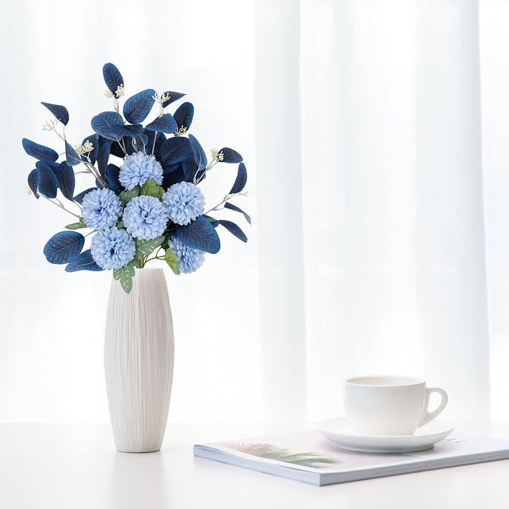 Blue Chrysanthemum Silk Flowers for Decoration Faux Flowers Bouquet for Vase …