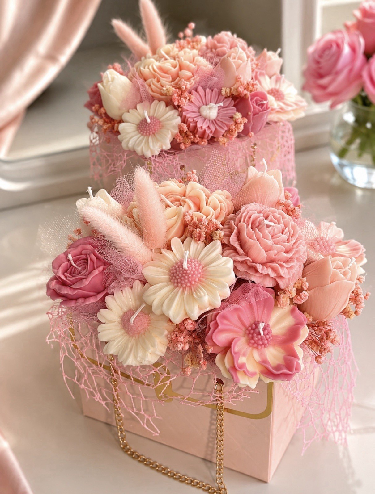 Handmade floral scented candles
