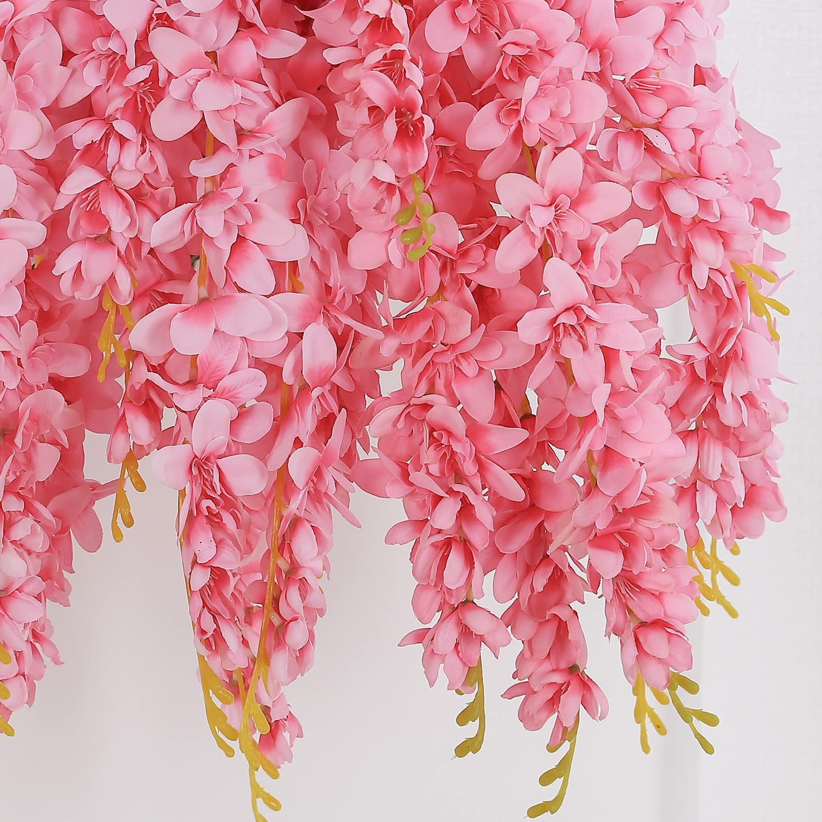 Silk Wisteria Artificial Fake Flower Hanging Vine Bush Pink 2.13 Feet 4 PCS