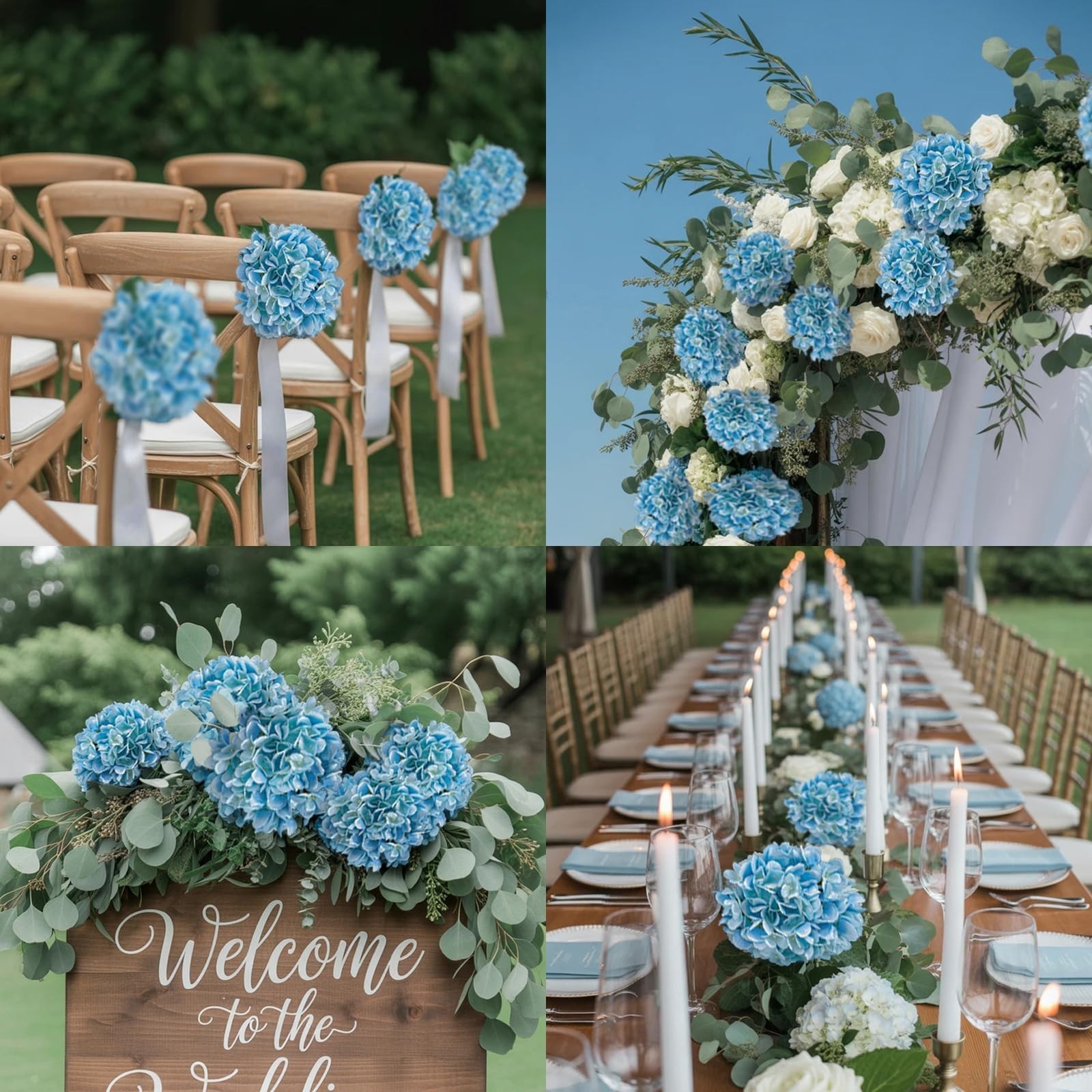 6PCS Realistic Silk Hydrangea Flowers – Premium Faux Bouquets for Home, Wedding