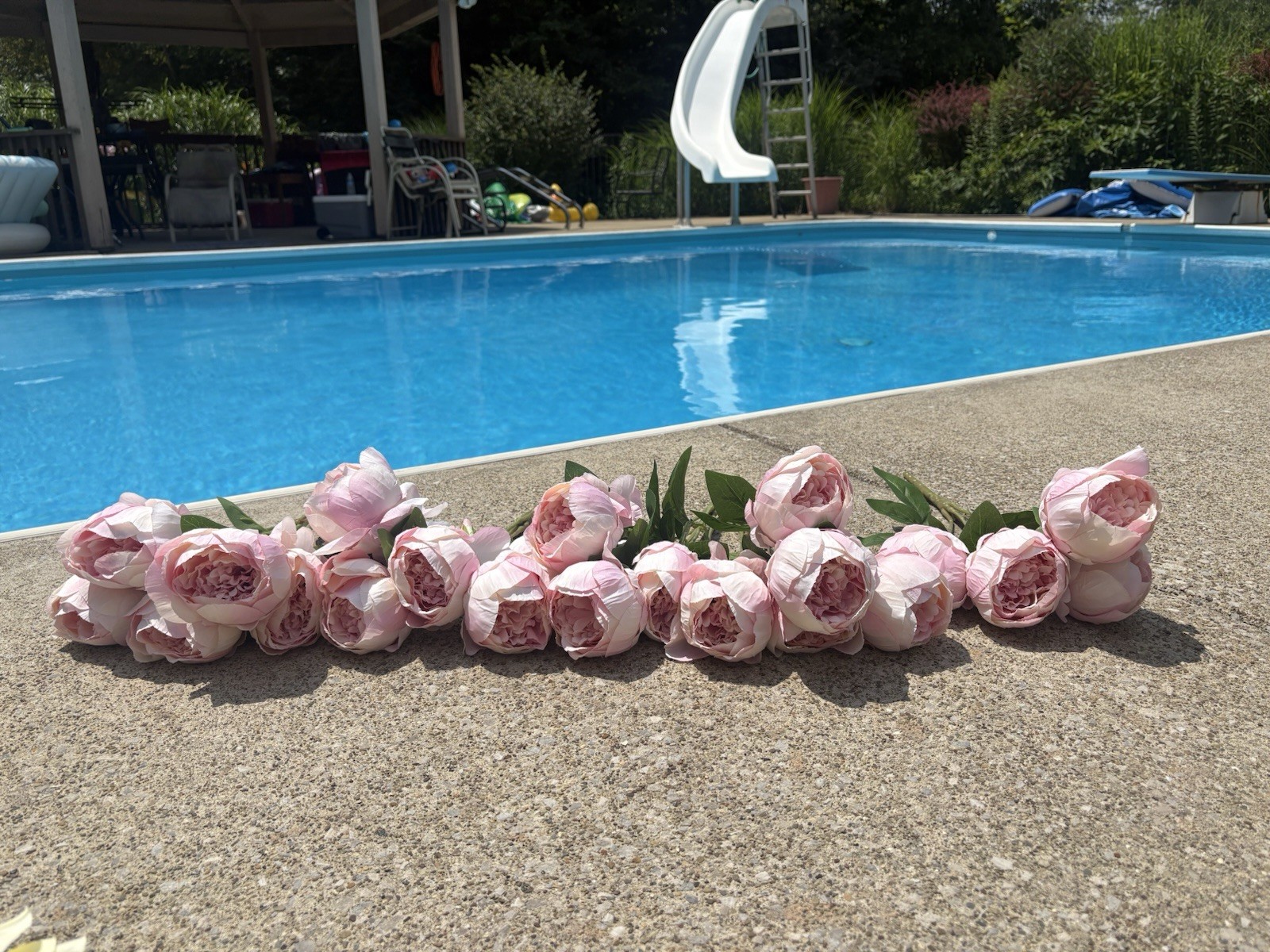 Artificial Flowers Lot European Style Spun Peonies Mauve Pink Colored 4 Bouquets