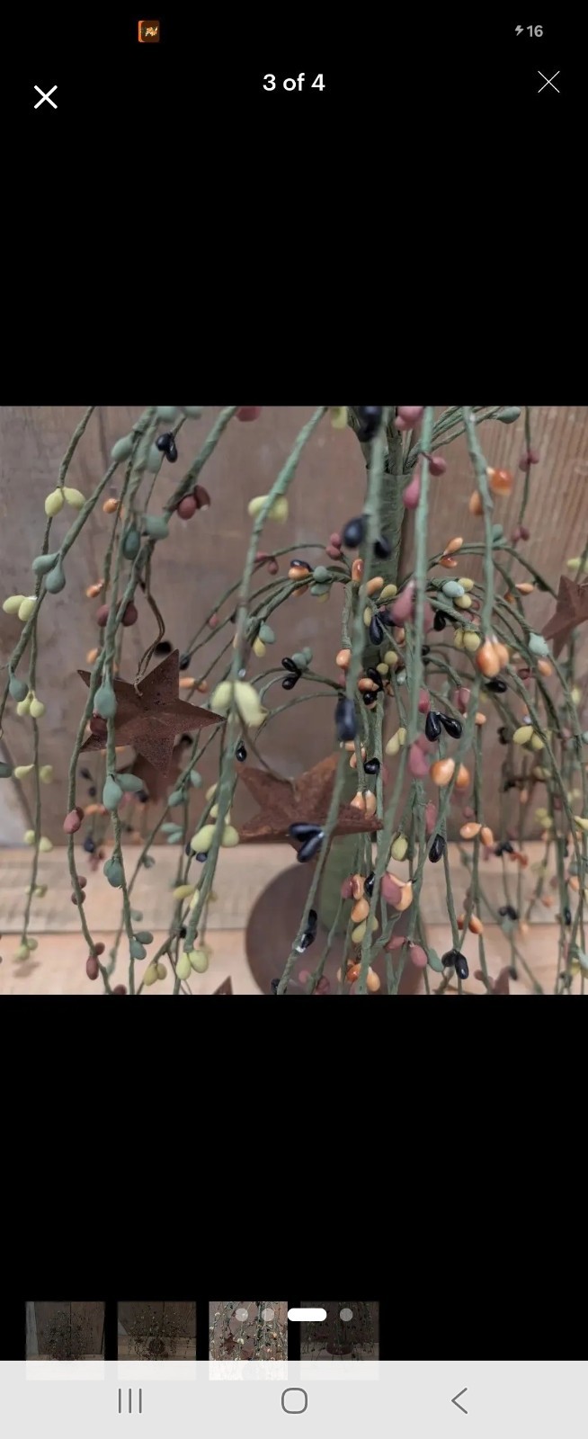 New – 11″ Multi-Color Pip Berry & Rusty Stars Willow Tree – 4″ Base Dia
