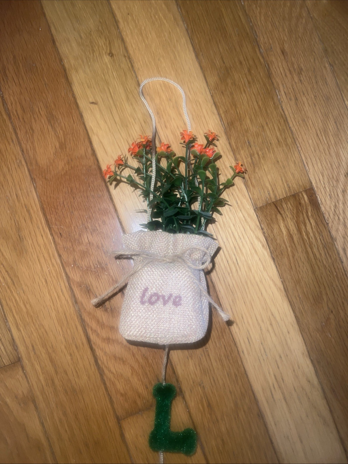 Vertical Wall Hanging Artificial Plant Decoration w/Felt Letters Spelling Love