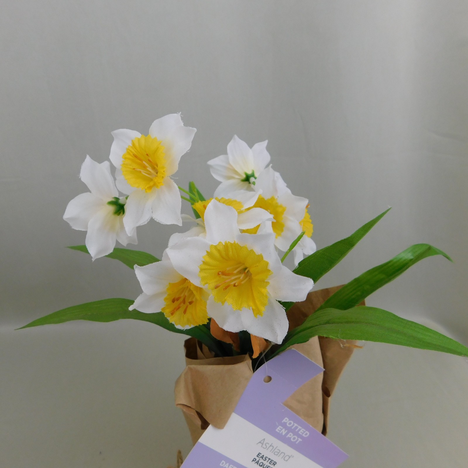 Lot 4pc Tulips & Daffodils 13″ Artificial Flower Pots Spring-Easter Decor #C498