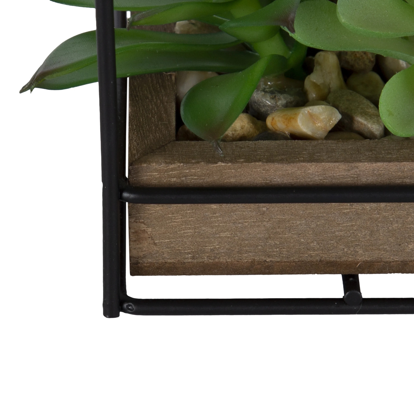 5.5″ Artificial Mixed Succulents in Black Metal House Terrarium