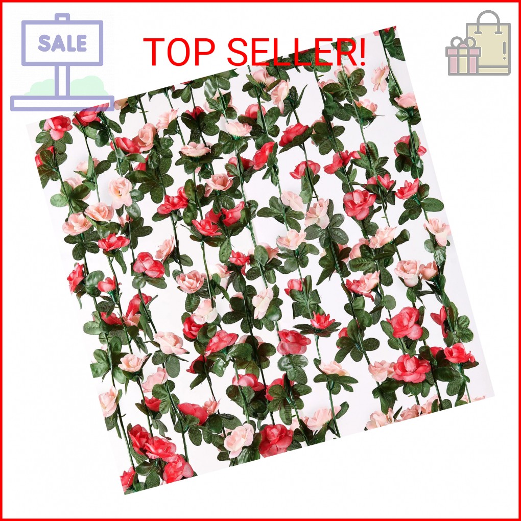 MARTINE MALL Flower Garland Rose Vines, 2 Strands 16.5Ft Flower Vines for Bedroo