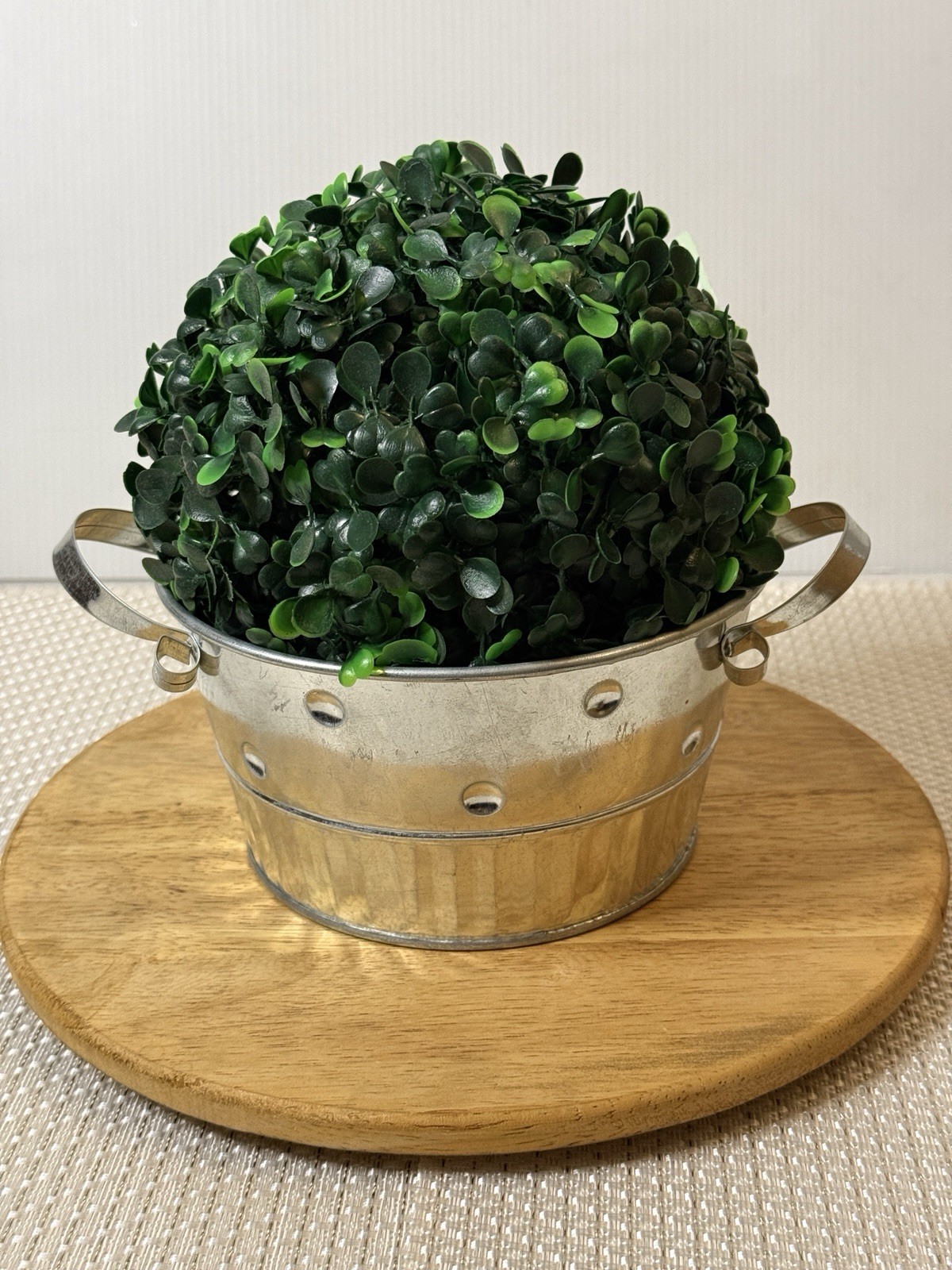 Hobby Lobby Artificial 6 x 6 Greenery Sphere Round AND Metal Pail Container New