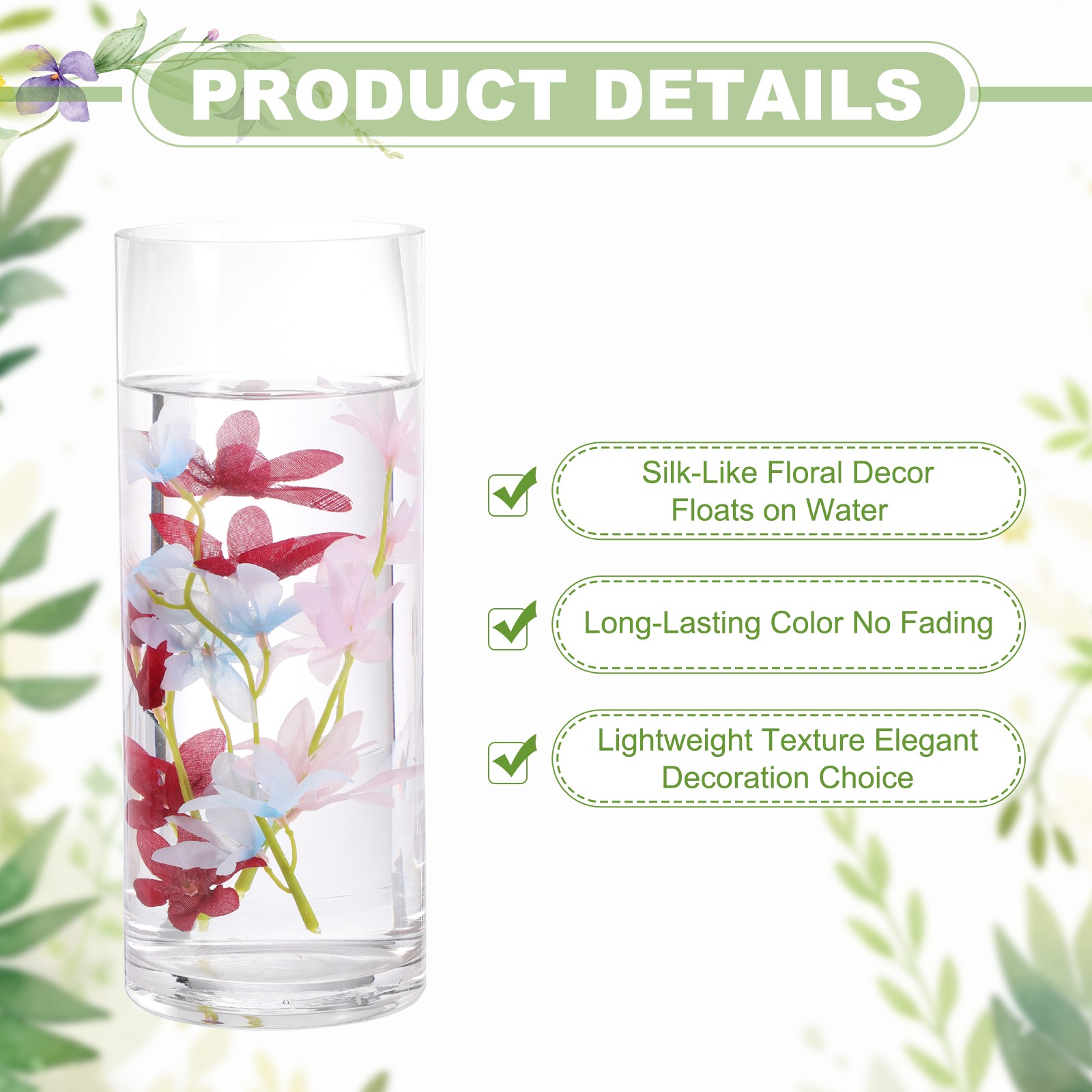 24Pcs Floating Flowers for Centerpieces Artificial Orchid Burgundy