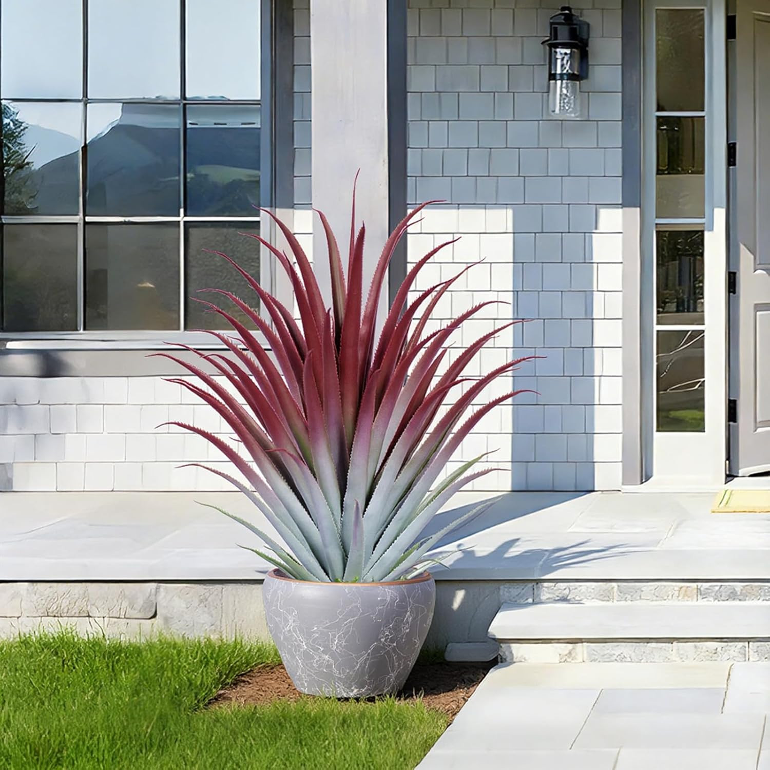 2Ft Red Faux Agave Plant – 26 Inch Artificial Aloe Vera – 2 Pack for Indoor/Outd