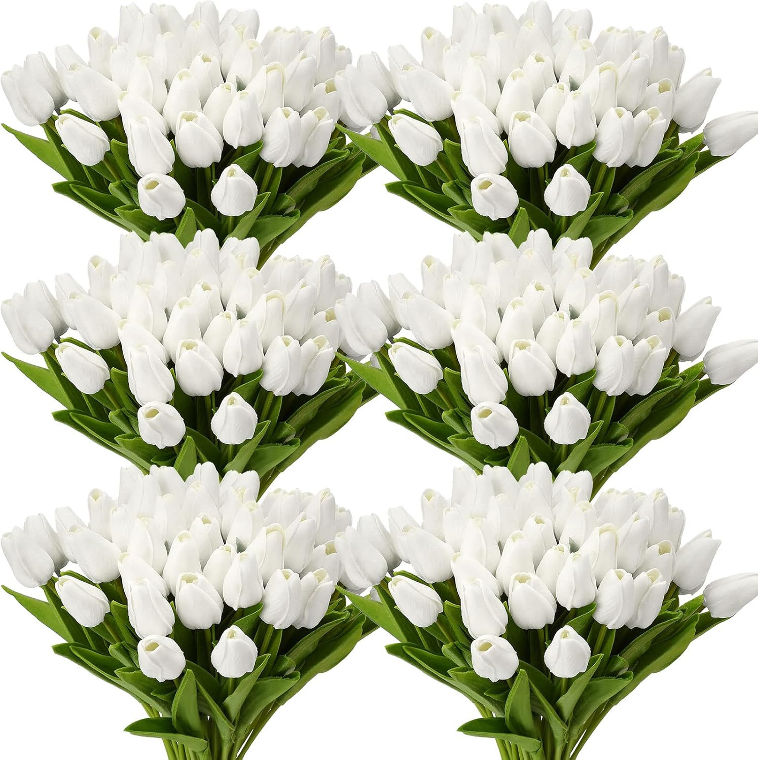 100Pcs Artificial Tulip Flowers Fake PU Tulips Faux Latex Bouquet Flower Centerp