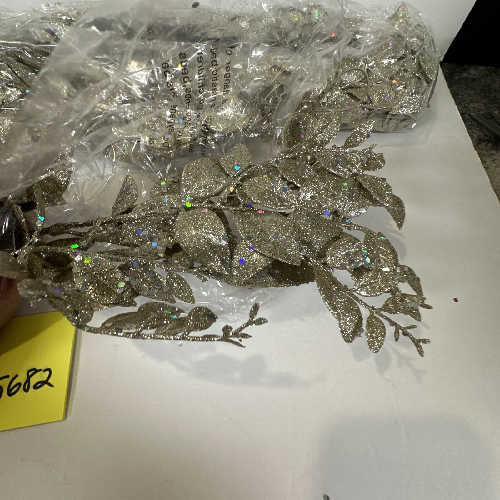 Set of 2 Silver 4′ Shimmering Leaf Garlands Glitter Valerie Parr Hill
