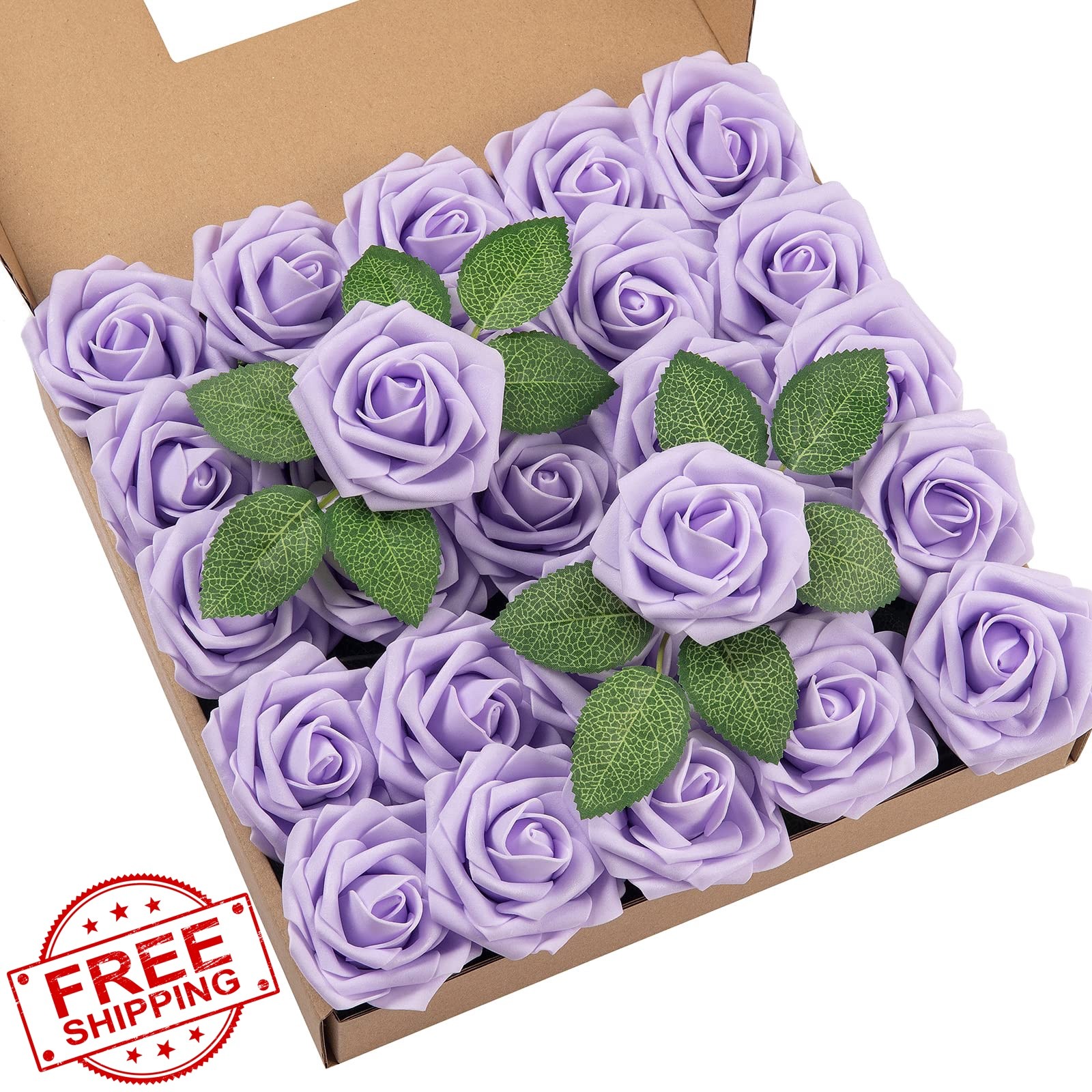 DuHouse Lilac 25pcs Artificial Roses w/ Stems