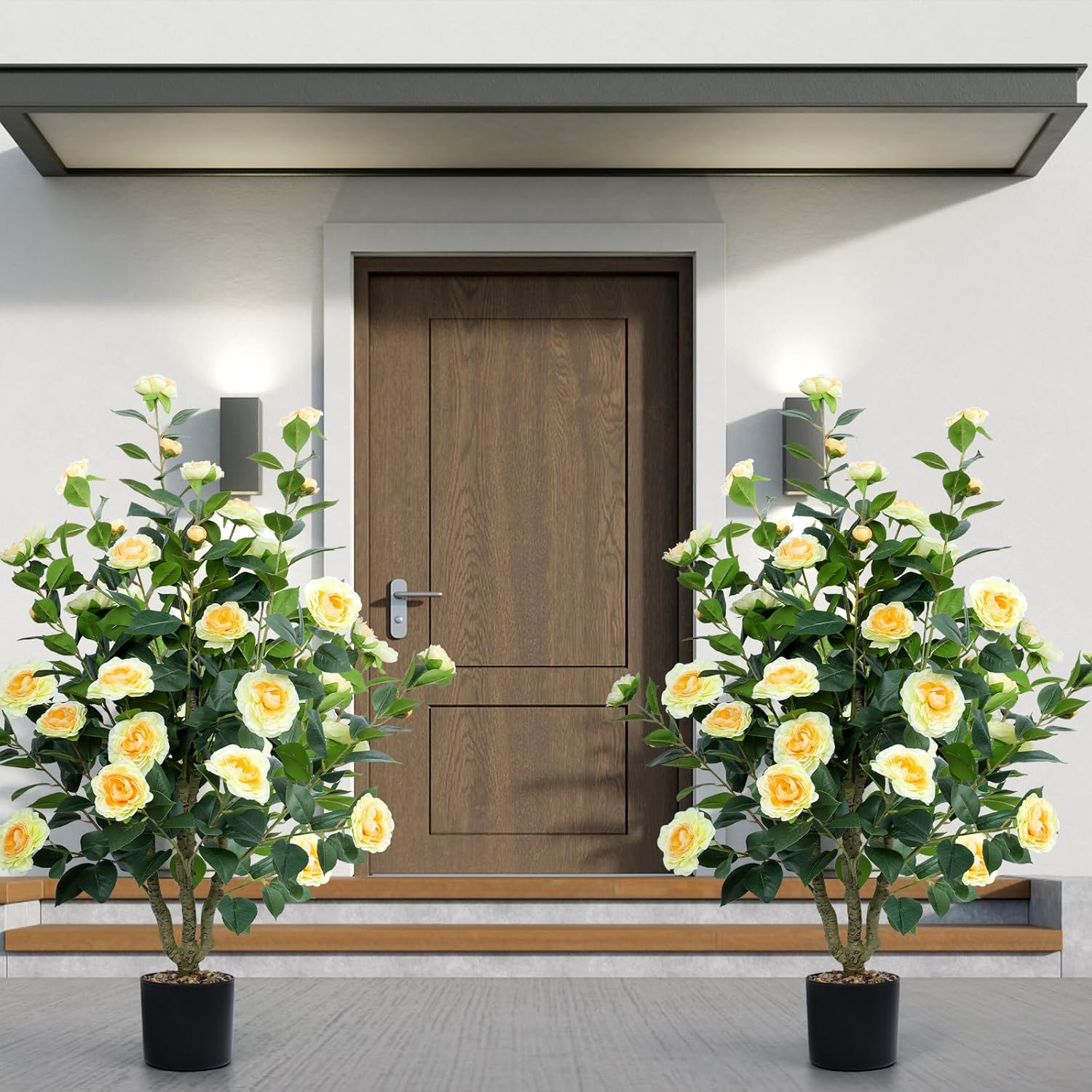 42″ Artificial Camellia Tree 2 Pack with 32 Flowers for Home & Office Decor