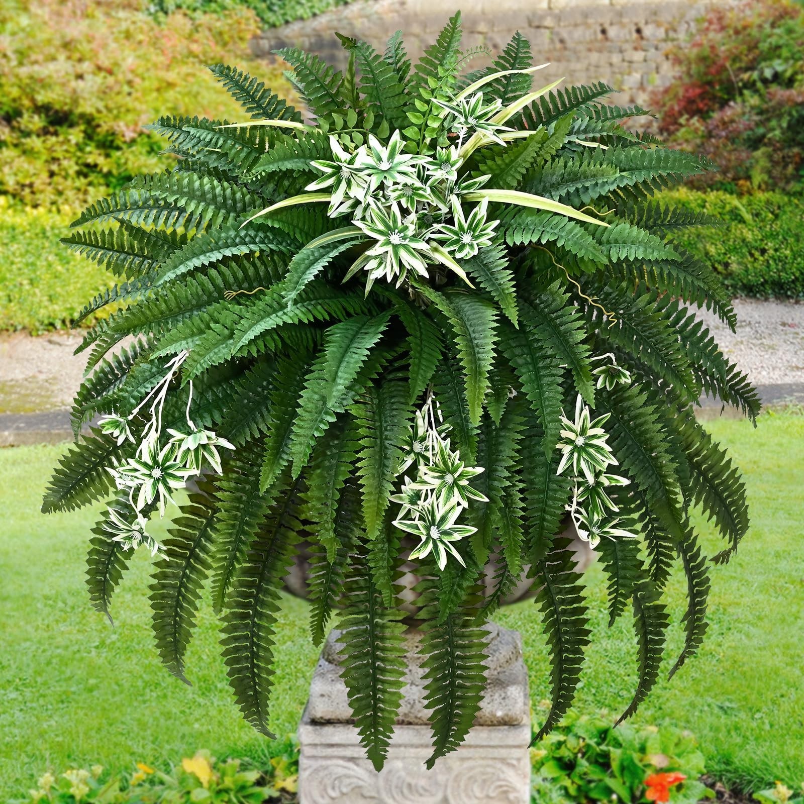 60″ Large Artificial Fern – 118 Branches UV Resistant Faux Boston Fern for Indoo