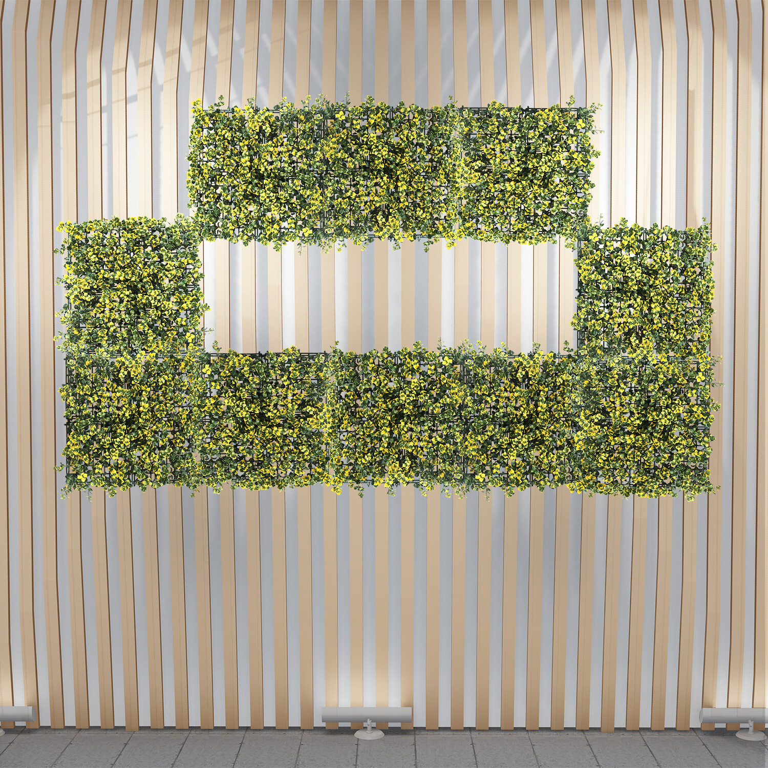 Artificial Yellow Reineckea Carnea Mat Faux Fence Panel Wall Decor Grass Hedge