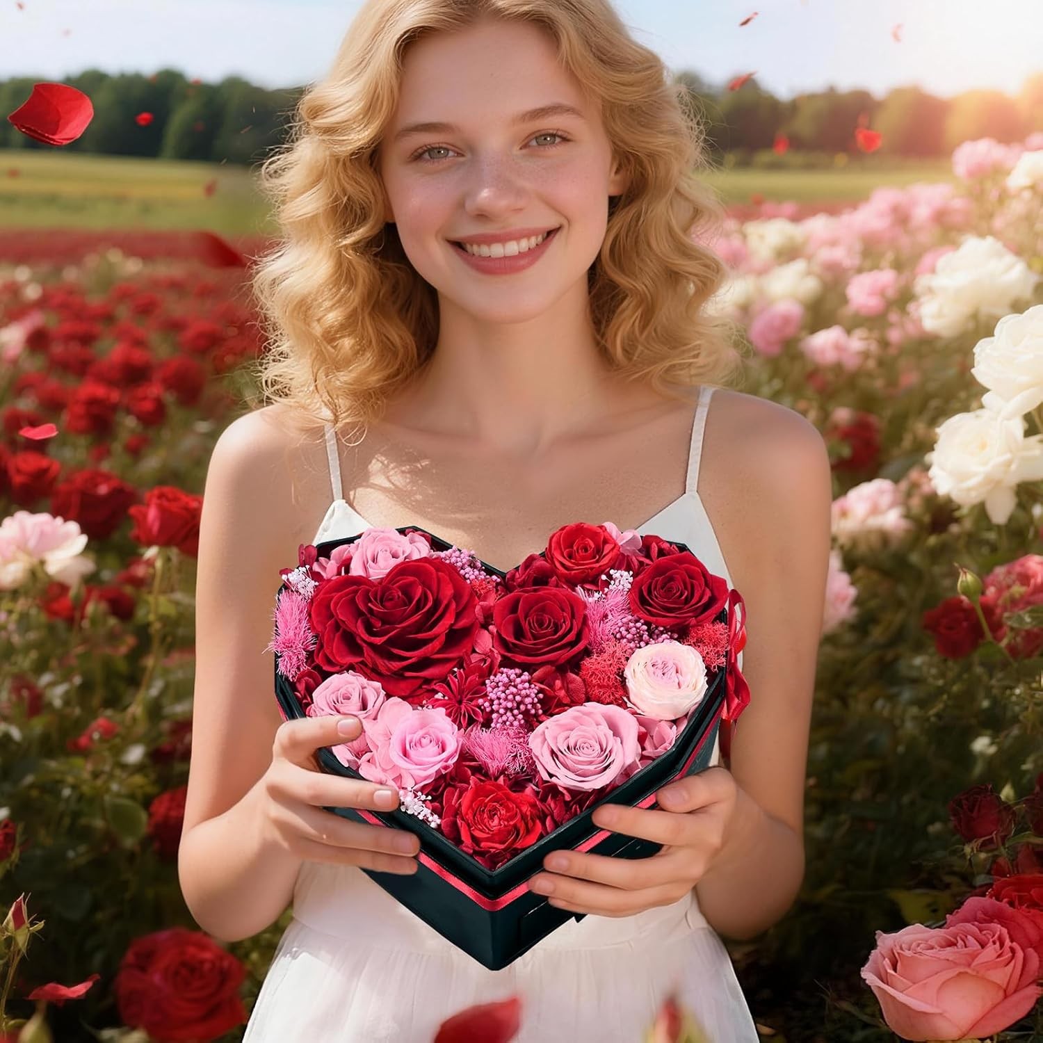Forever Flowers for Delivery, Gifts for Her 10 Preserved Real Roses in a Box