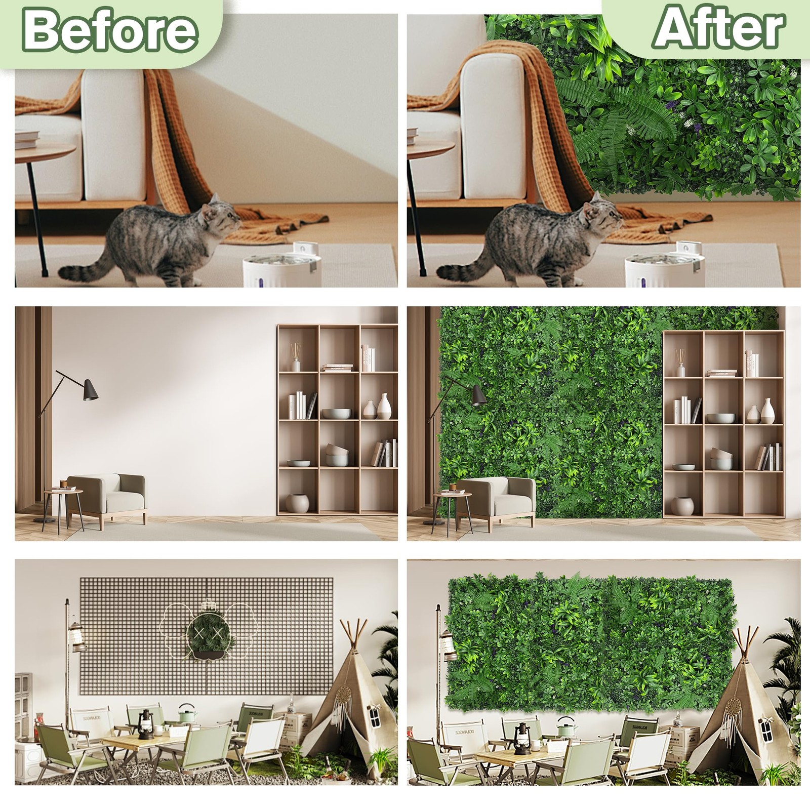 DOPGIB Artificial Boxwood Grass Wall Roll: 40″x120″(33.5 SQFT) UV Protected
