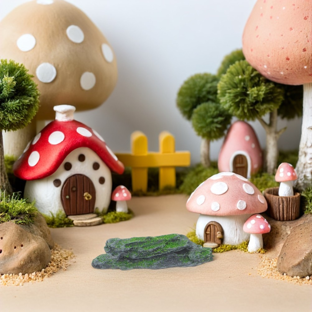 7 Pcs Imitation Moss Faux Rocks with Artificial Rockery Ornament