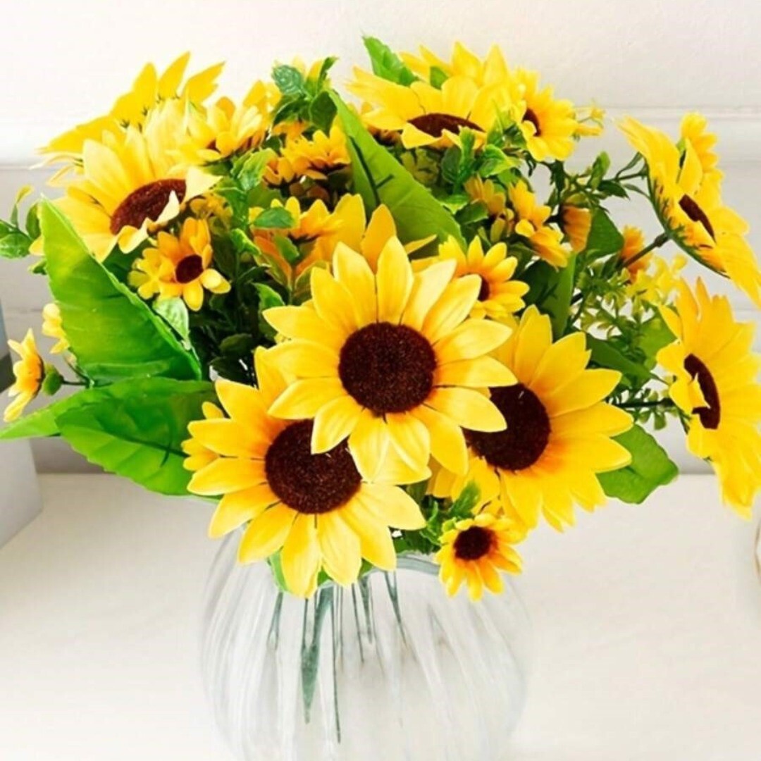 26-Head Artificial Silk Sunflower Bouquet Flowers Home Decoration Wedding Decor