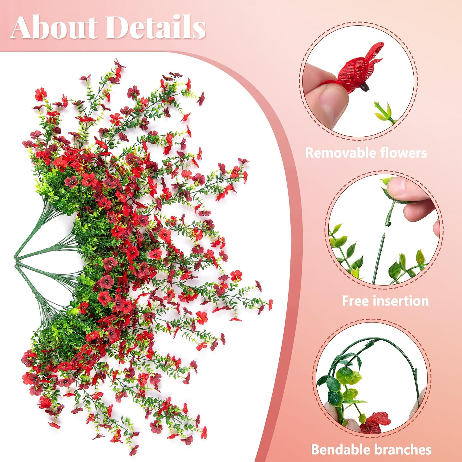 UV Resistant Faux Hanging Flower Basket – Red Brown Daisy & Eucalyptus Decor