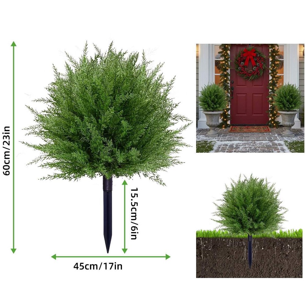 2Pc Artificial Cypress Topiary Tree Fake Faux Cedar F Porch Outdoor UV Resistant