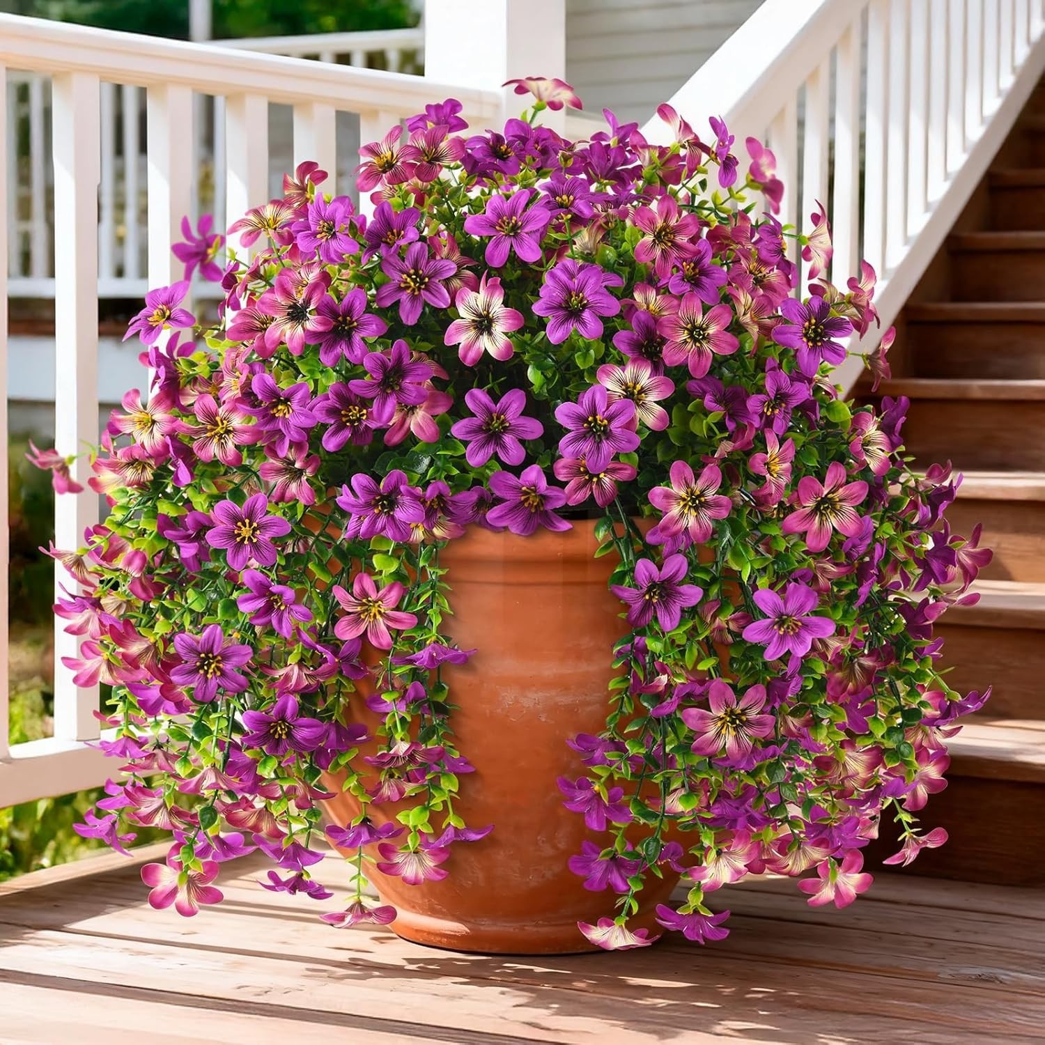 UV Resistant Artificial Flowers – Purple & Hot Pink Silk Floral Outdoor Decor