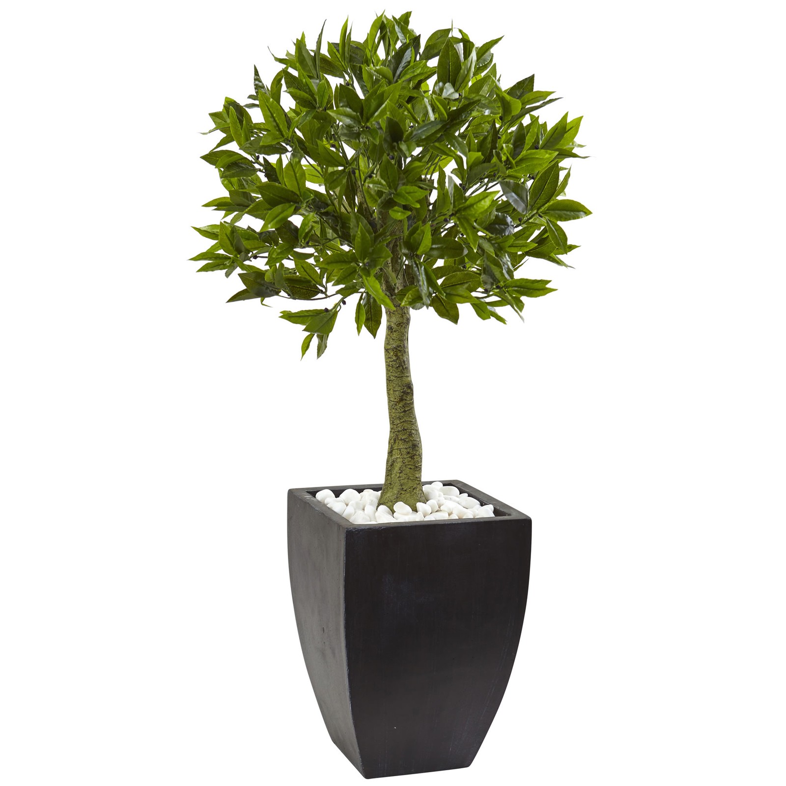Bay Leaf Artificial Fake Topiary Tree w/ Black Pot UV Resistant (Outdoor)