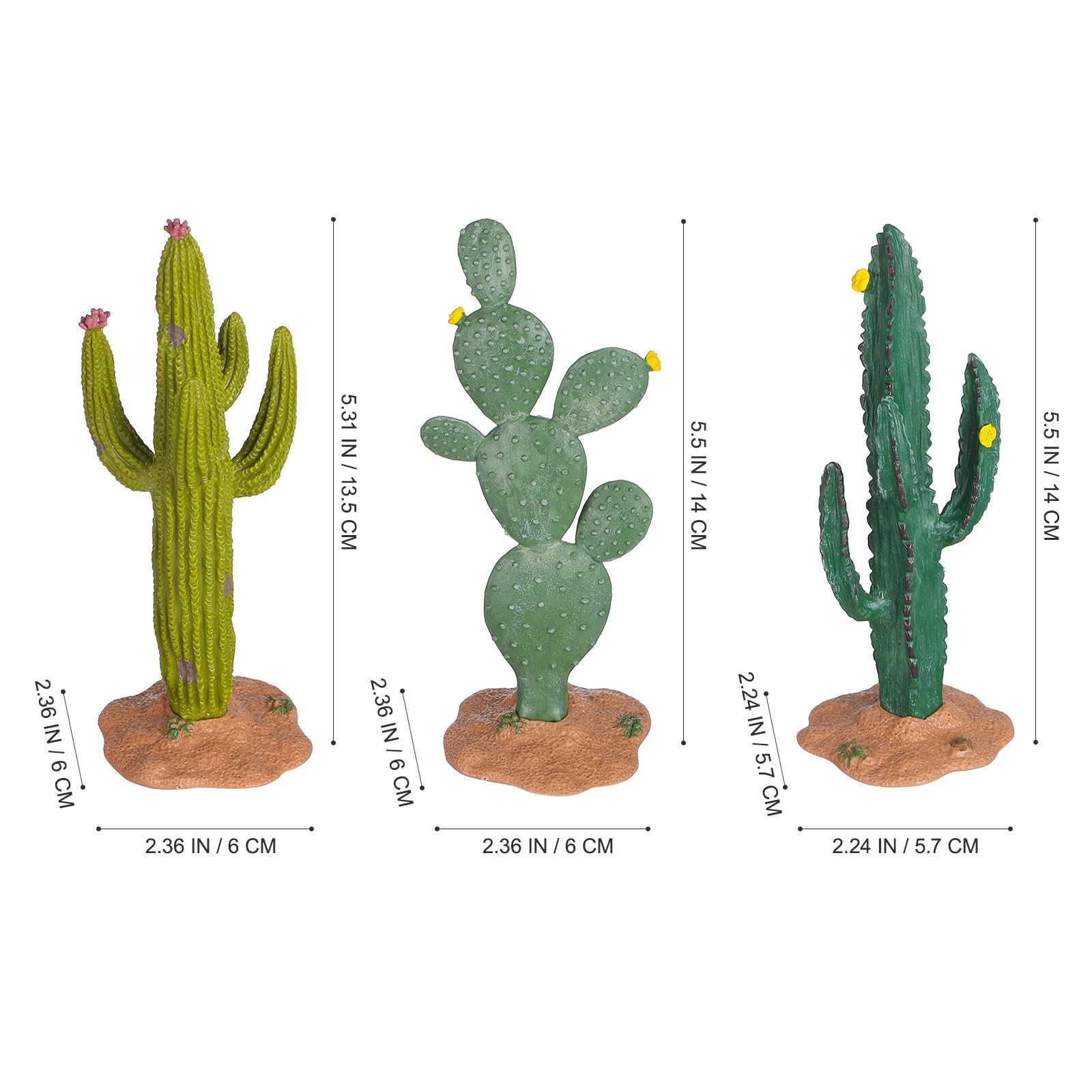 3pcs Artificial Cactus Decor, 5. 5 Inch Fake Succulent Plants Figurine,