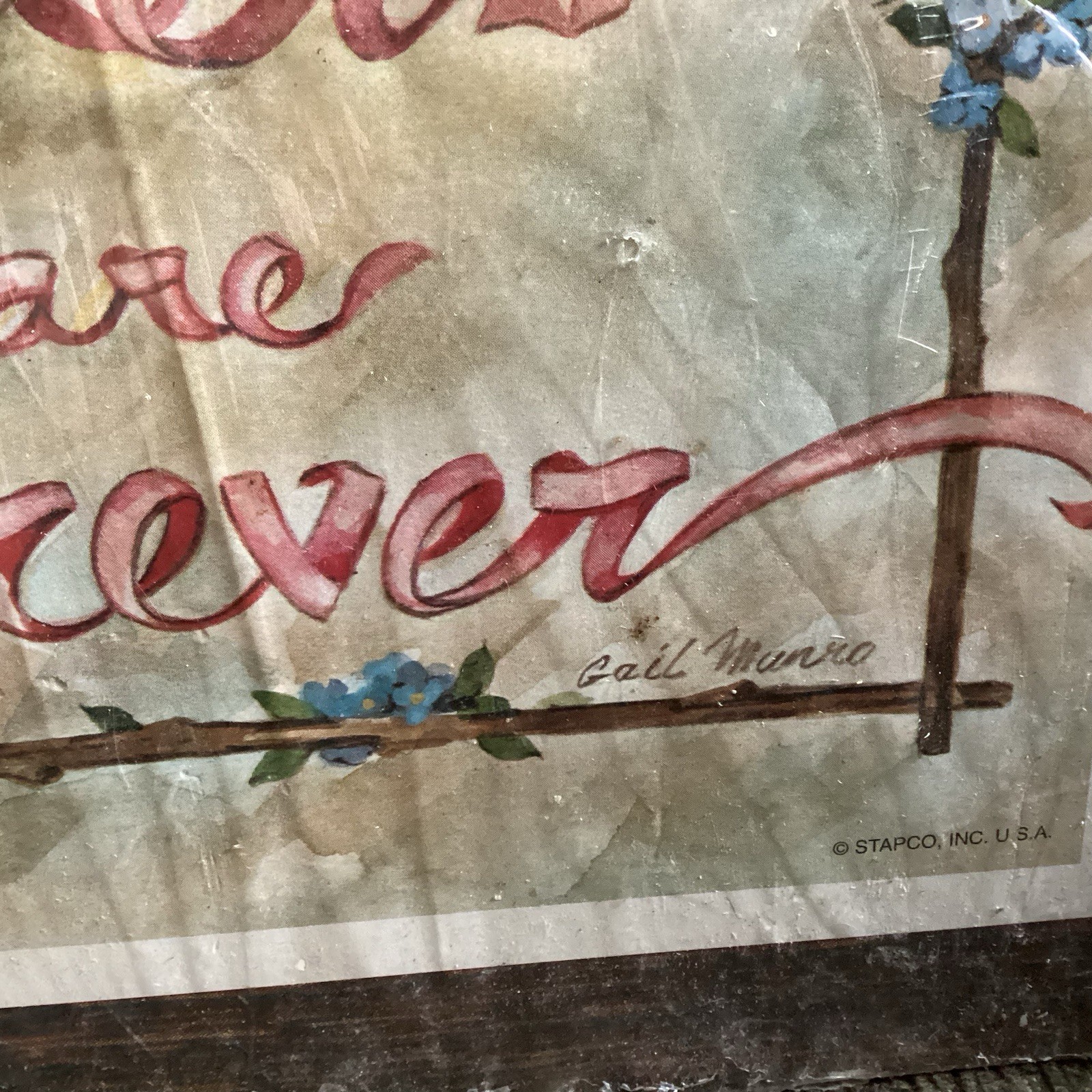 Vintage Flower Rose Pink Wall Hanging Decor Grandmacore Cottagecore Sisters USA