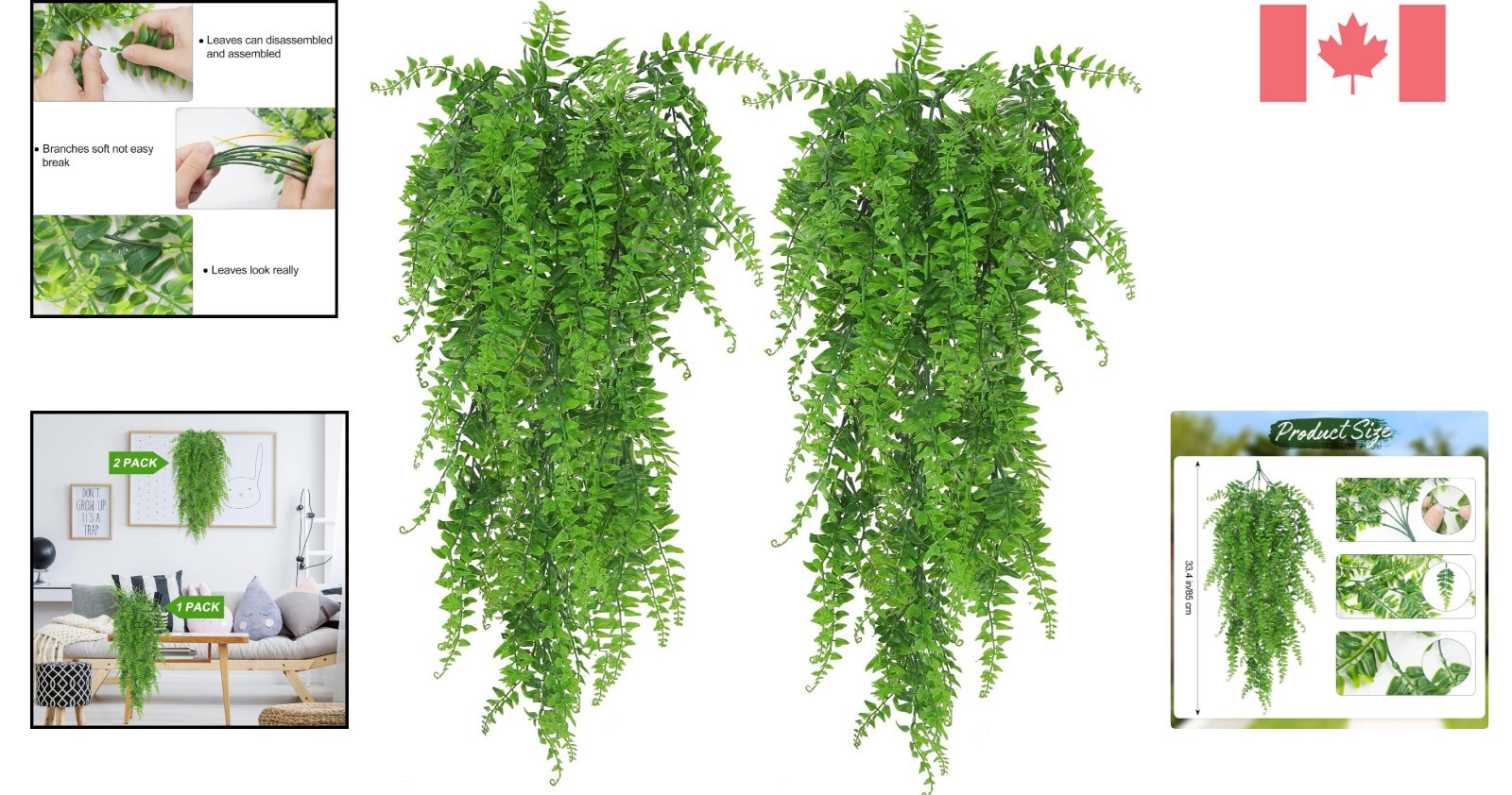 Realistic 85cm Artificial Fern Vines – Zero Maintenance Indoor and Outdoor Decor