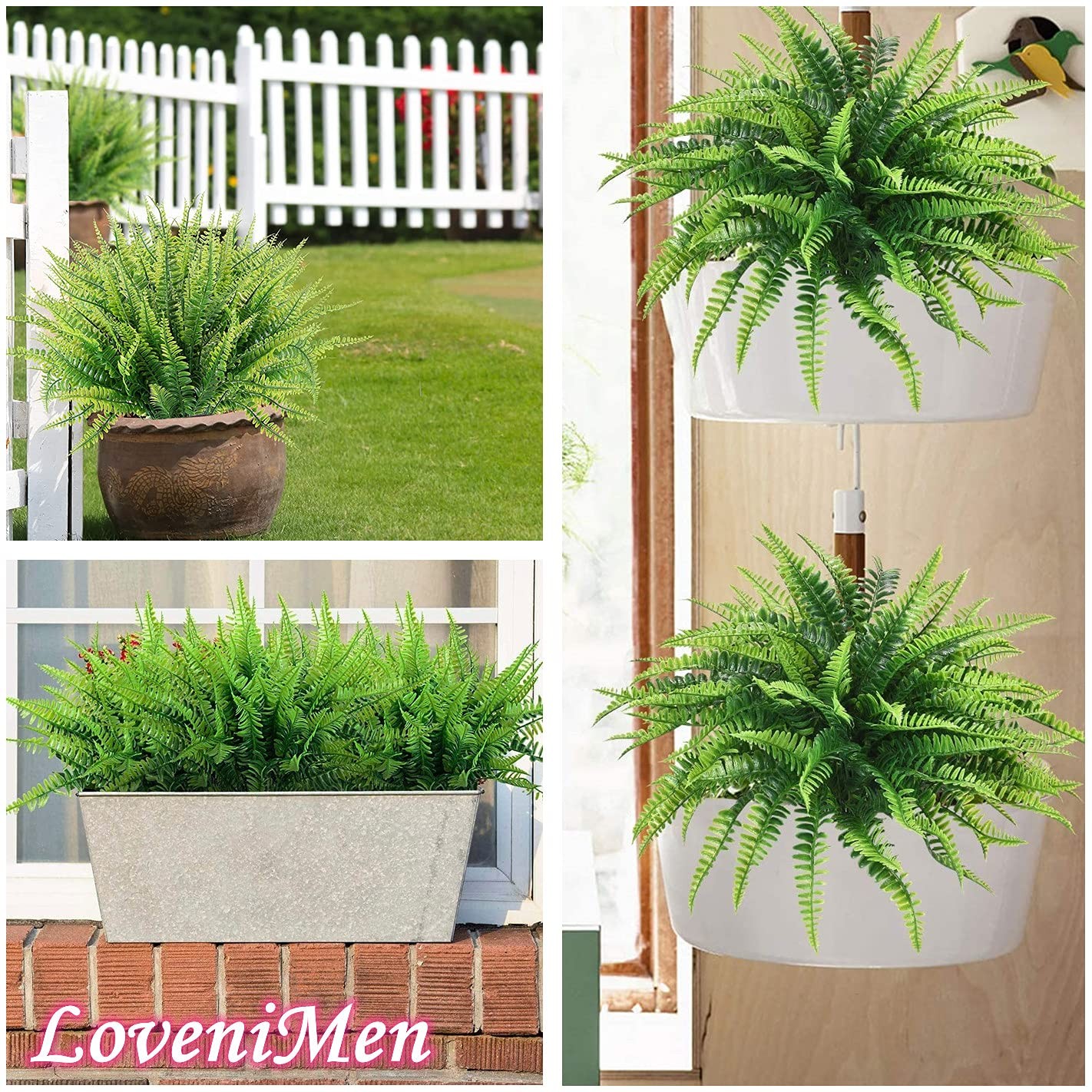 Artificial Boston Fern Plant Bushes, Plastic Shrubs Grass Leaves Fake Plants …