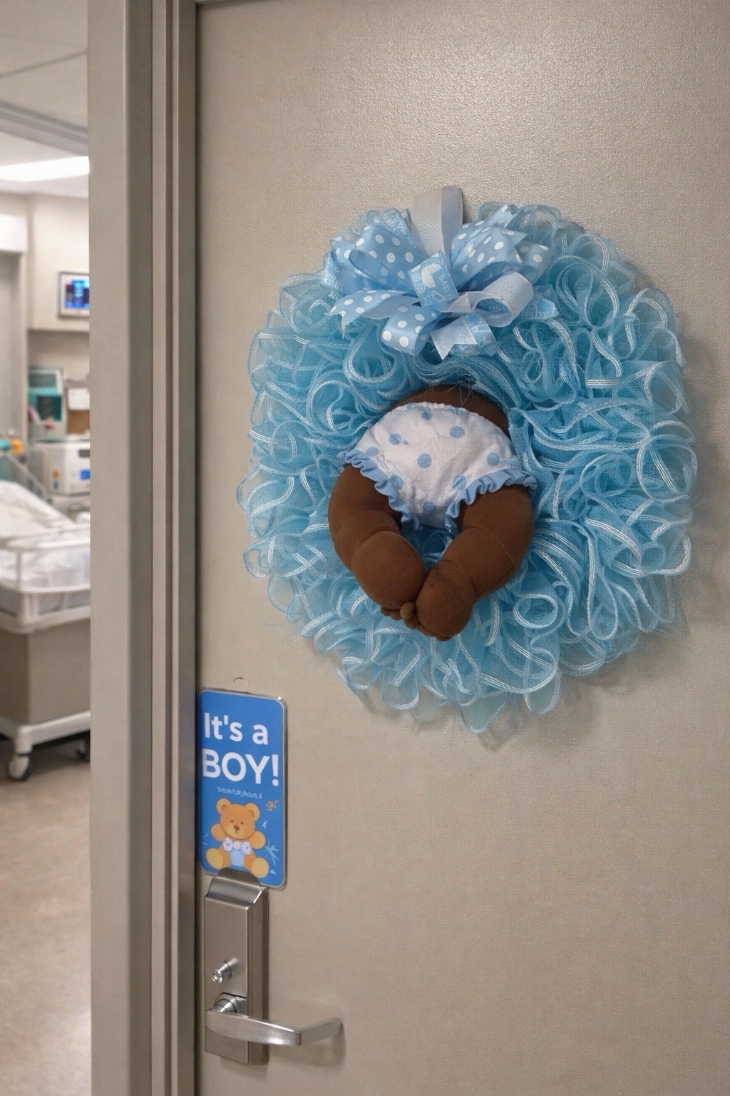 BABY BOY WREATH, BABY SHOWER, HOSPITAL DOOR, BABY NURSERY, FRONT DOOR BABY