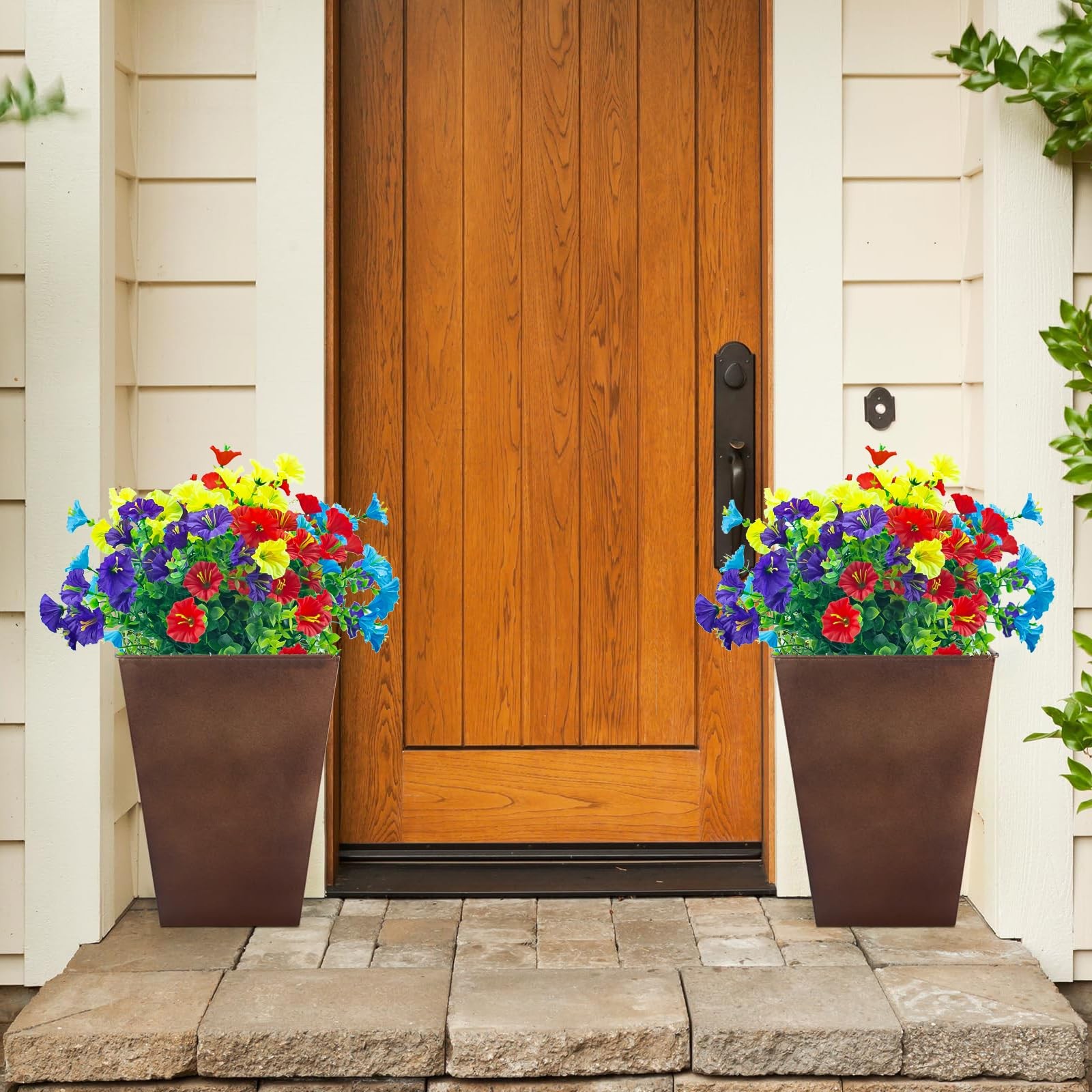 Artificial Outdoor Flowers UV Resistant – 8 Bundles 9″ Wide X 14″ Length