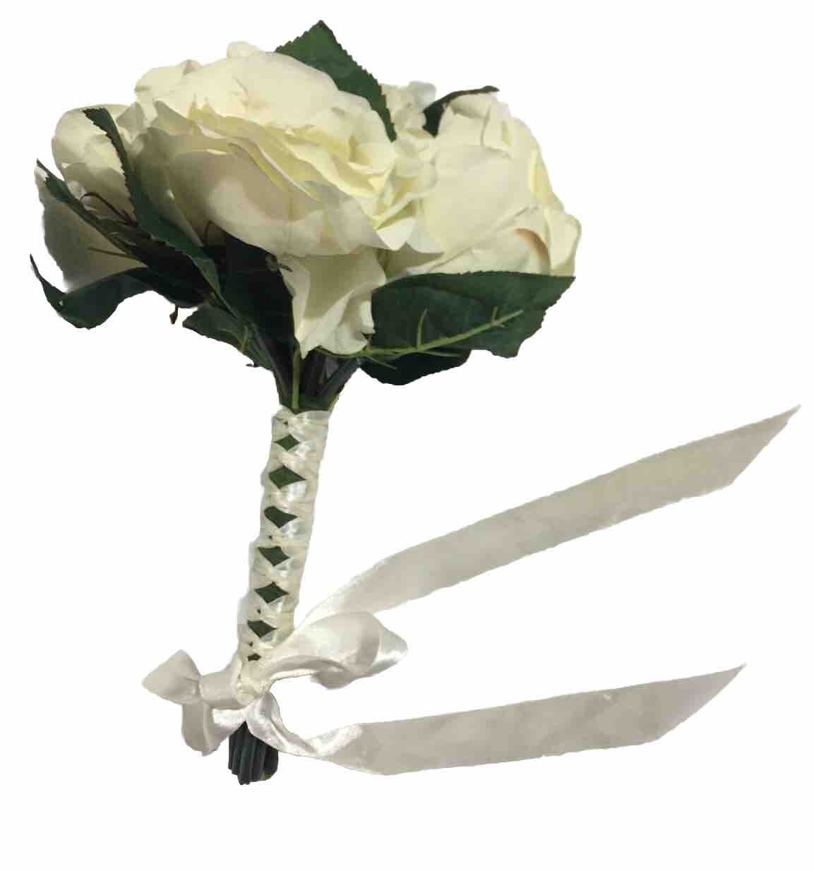 White Rose Artificial Flowers Handheld Flowers Artificial ￼￼￼Bouquet wedding￼ 10