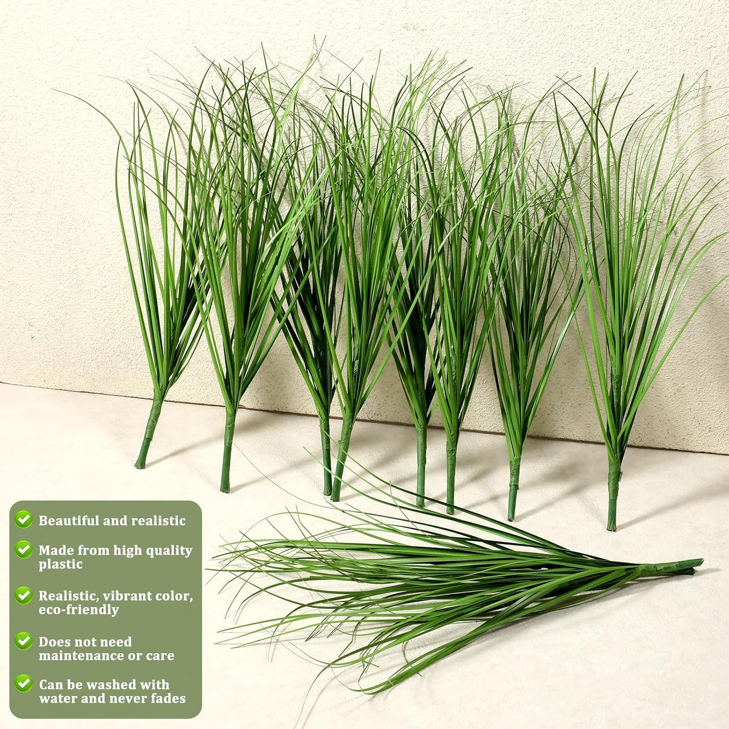 10 PCS Artificial Plants Onion Grass, Faux Shrubs Wheat Grass Greenery Stems Oni
