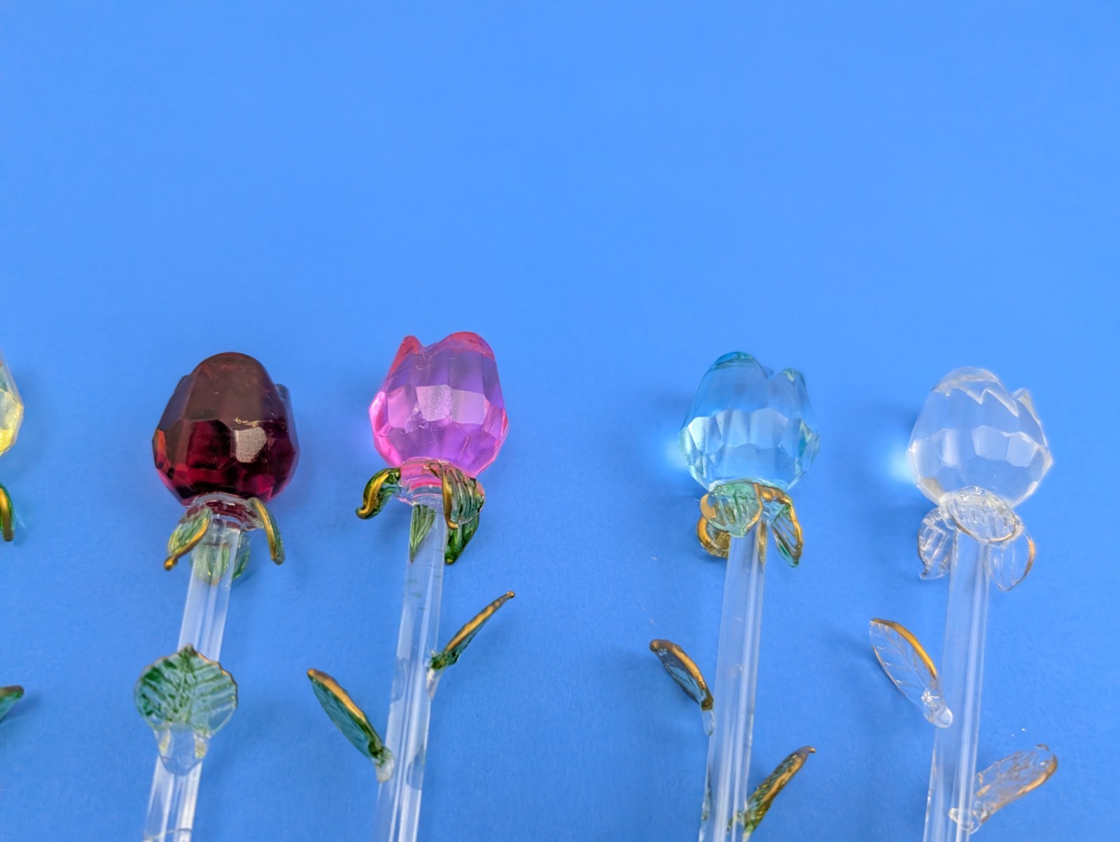 Set of 6 Exquisite Glass Stem Roses for Floral Bouquet