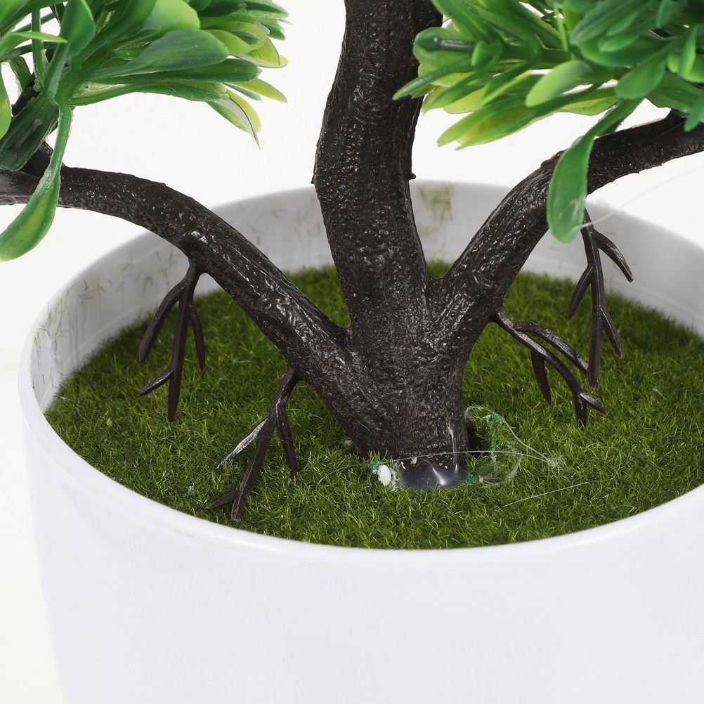 2Pcs Small Artificial Plants in Pot Green Simulated Plants for Home and Office