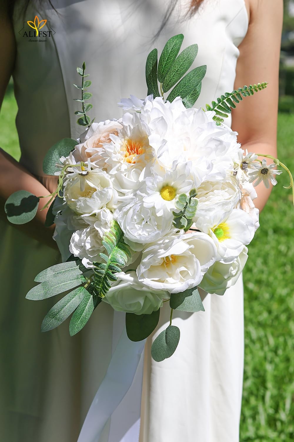 White Artificial Flowers Combo Box Set Silk Cake DIY Wedding Bouquets Decor