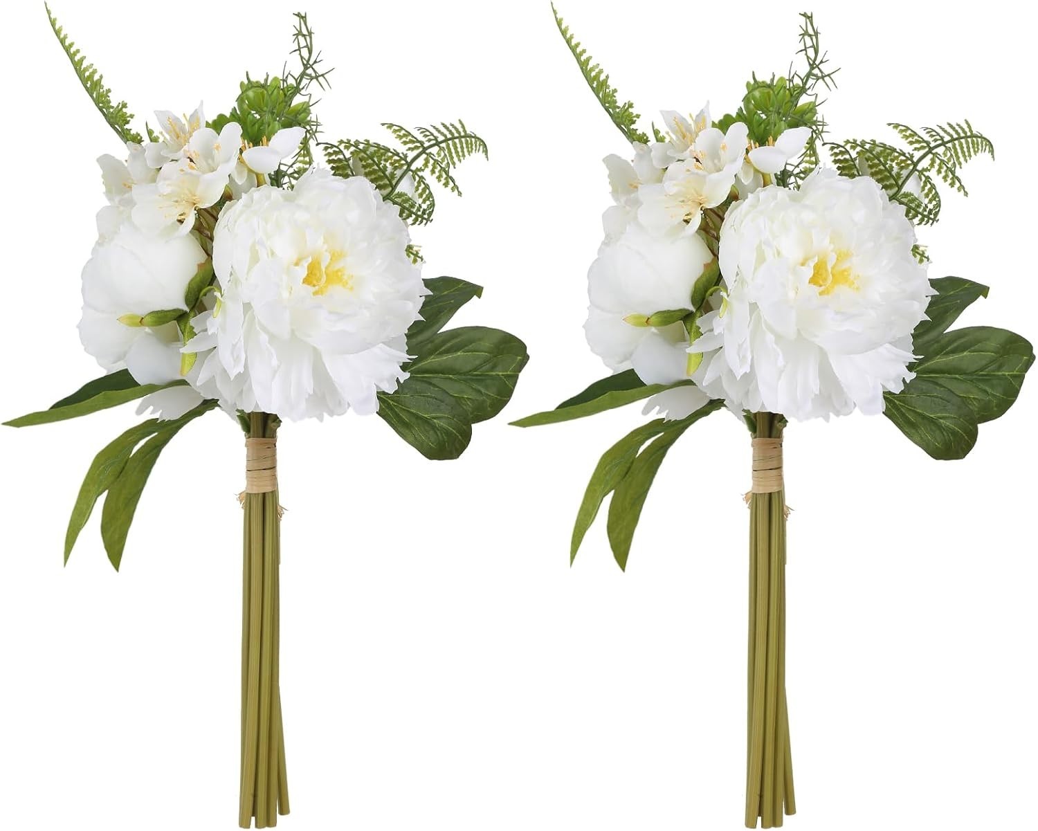 2 Realistic White Peony Bouquets – Perfect for Centerpieces & Bridal Bouquets