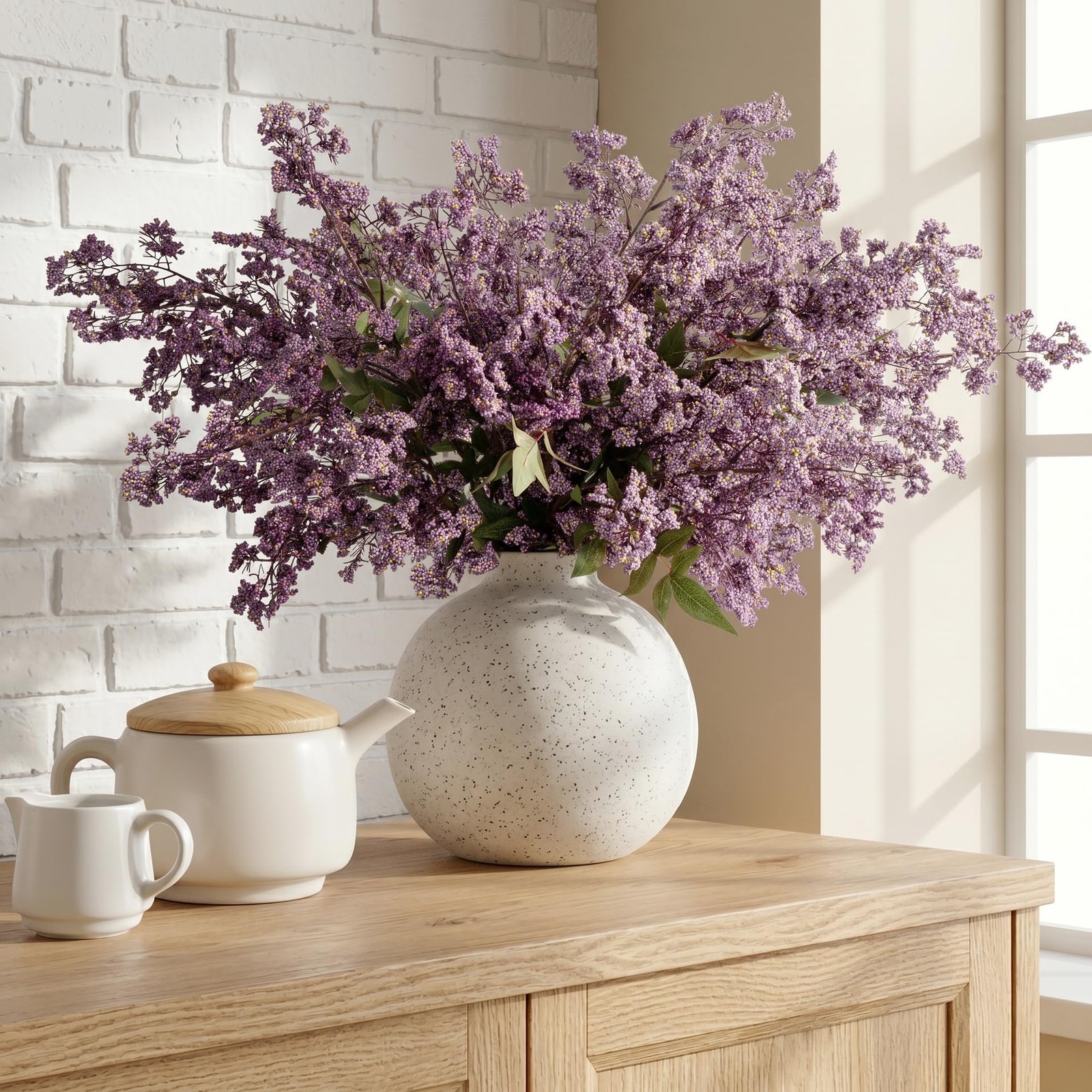 3Pcs Purple Artificial fall stems for Vase, 43 Inch faux stems realistic, , R…
