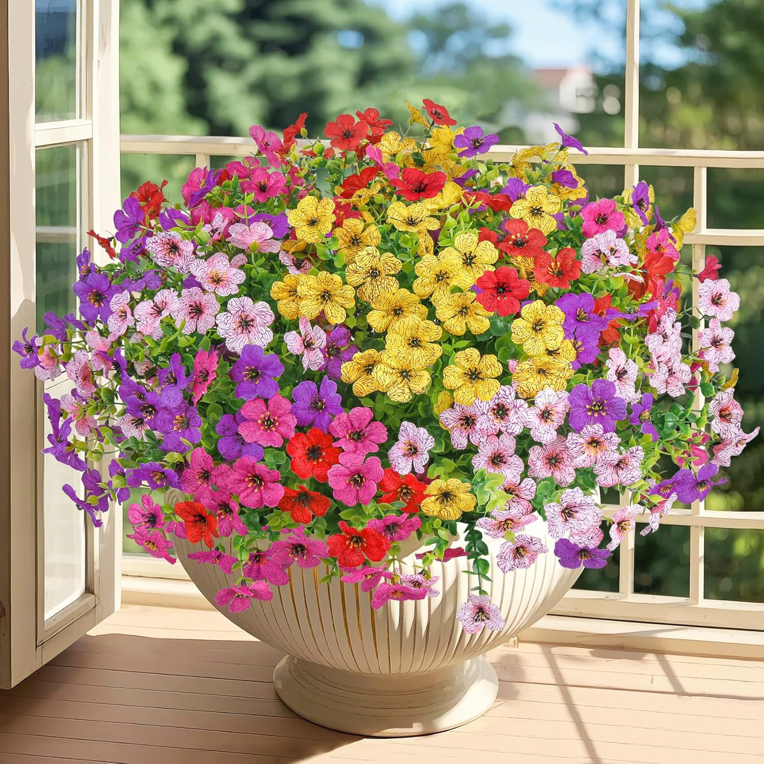 20 Bundles Artificial Flowers for Outdoors Decoration Fake Silk Flowers