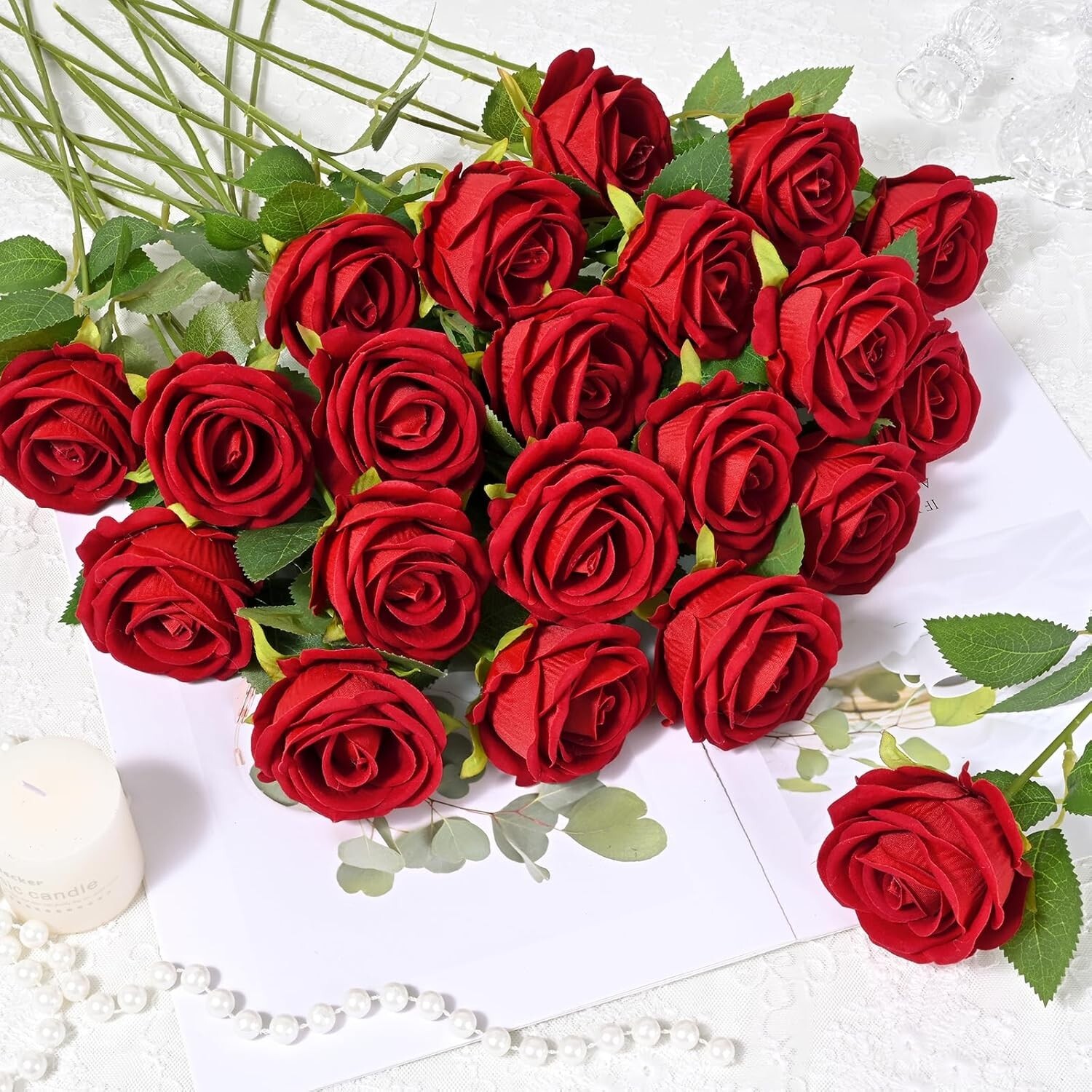100-Pc Red Velvet Roses with Wrapping Paper – Perfect for Every Occasion