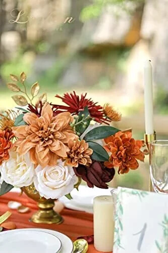 Artificial Flowers for DIY Wedding Decoration Bridal Bouquet Rustic Terracotta