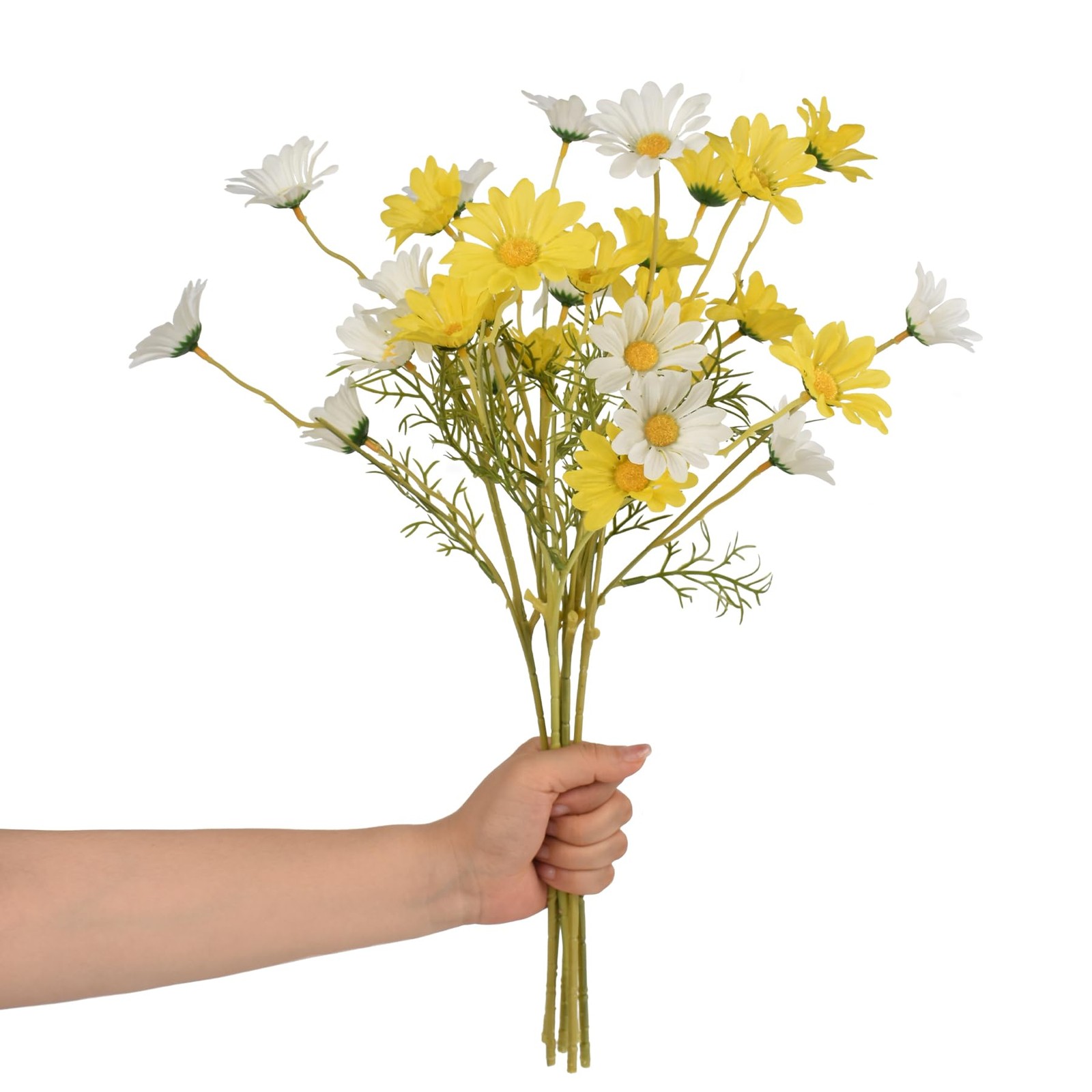 6PCS Artificial Daisy Flowers 21” Fake Daisy Flowers with Leaves Stems for Ho…