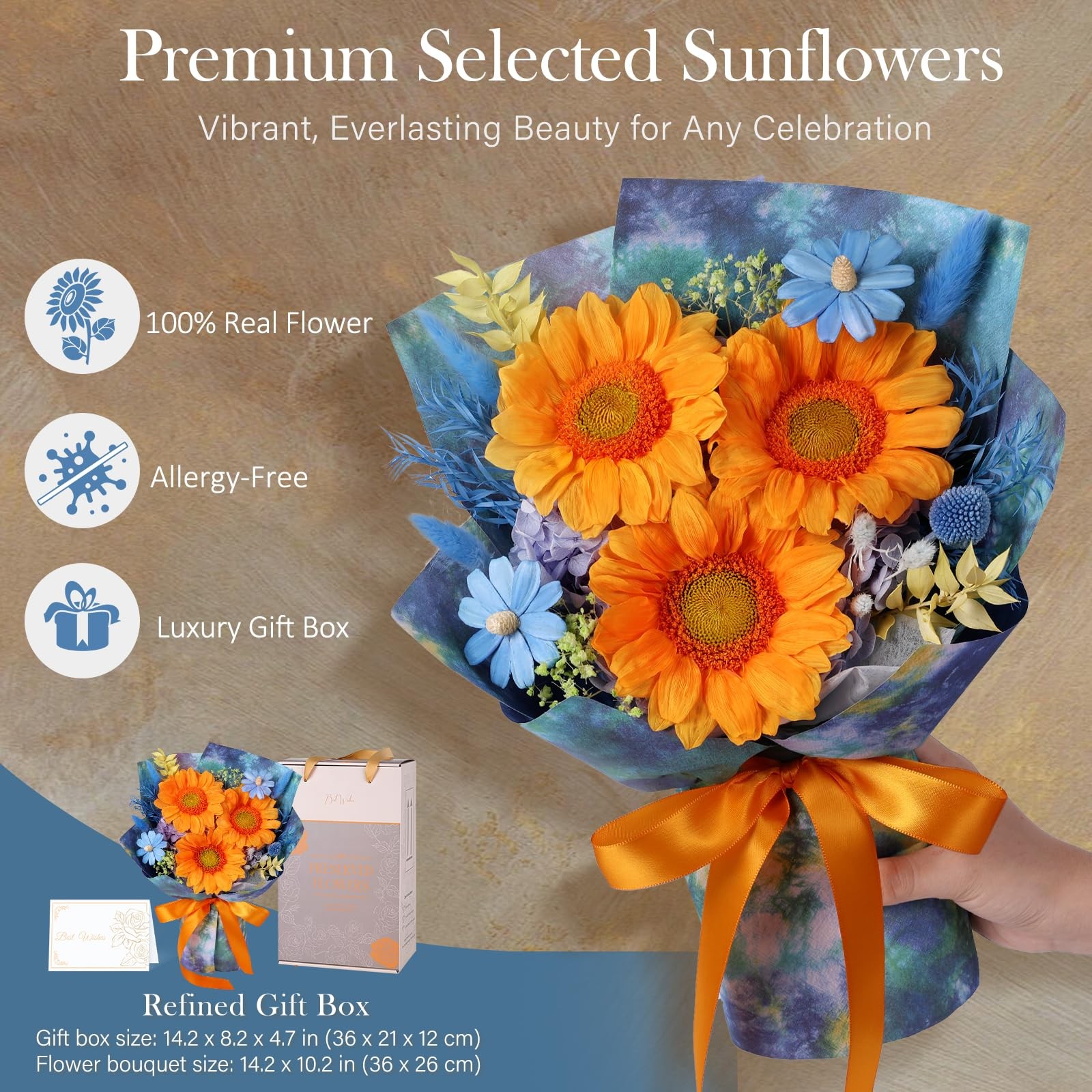 Forever Flowers for Delivery – Preserved Sunflowers Bouquet, Green Sunflowers…