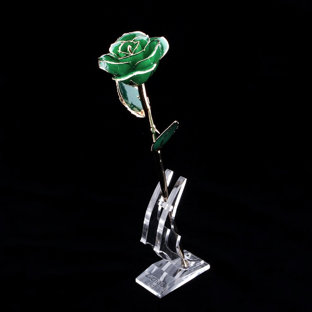 Rose Display Stand, 7.5×4.72×1.58in 24K Gold Rose Flower Stand, Acrylic Singl…
