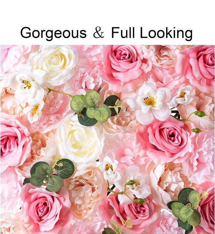 Flower Wall Panel Floral Backdrop-6pc. 24″ X 16″ For Wedding, Party, Decor-Pink