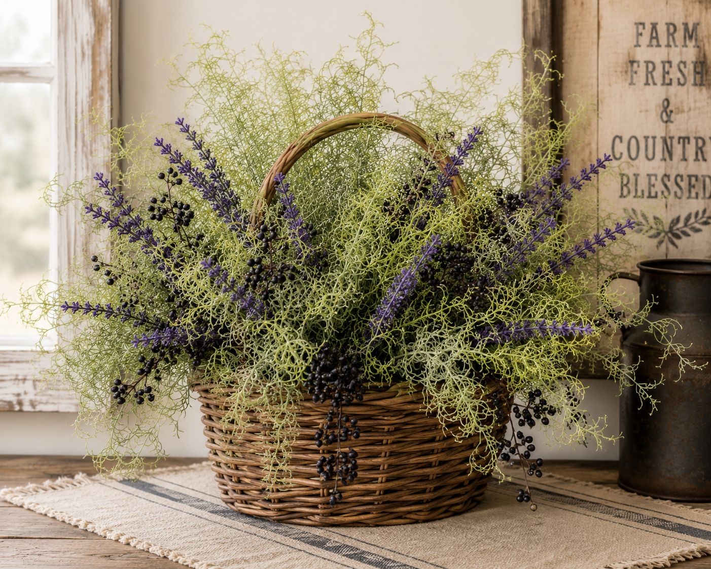 Artificial Fern Bundle Faux Rosemary Greenery UV Resistant Farmhouse Decor Rusti