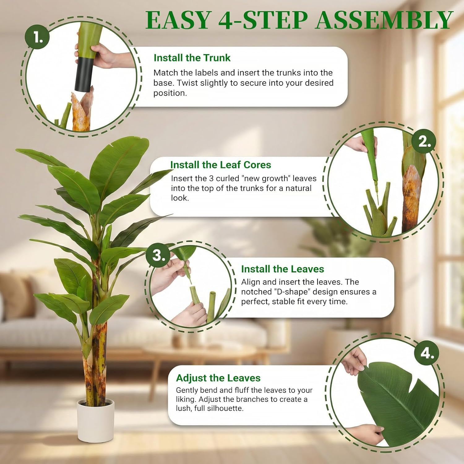 6FT Luxury Faux Banana Tree – Large Indoor Tropical Plant for Home Decor