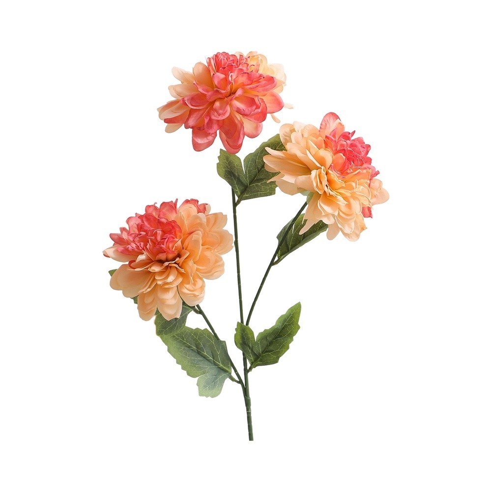3-Head Silk Dahlia Stems 64cm Flexible Wire Core for Craft and Wedding Decor